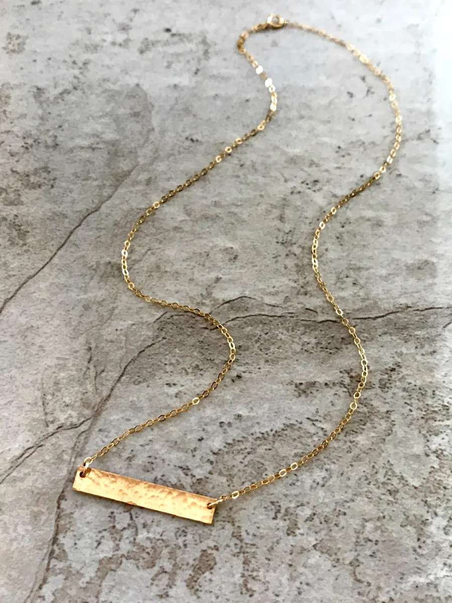 Hammered Gold Bar Necklace