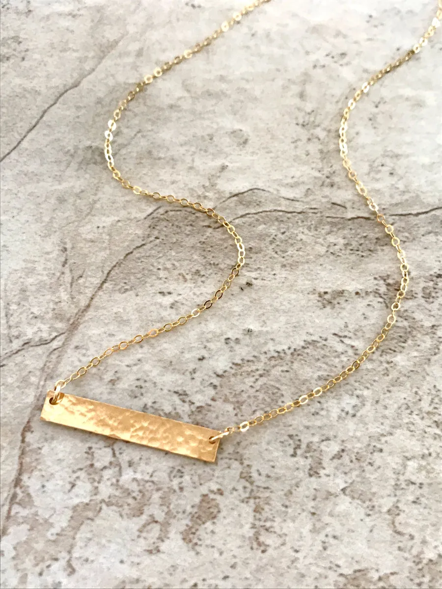 Hammered Gold Bar Necklace