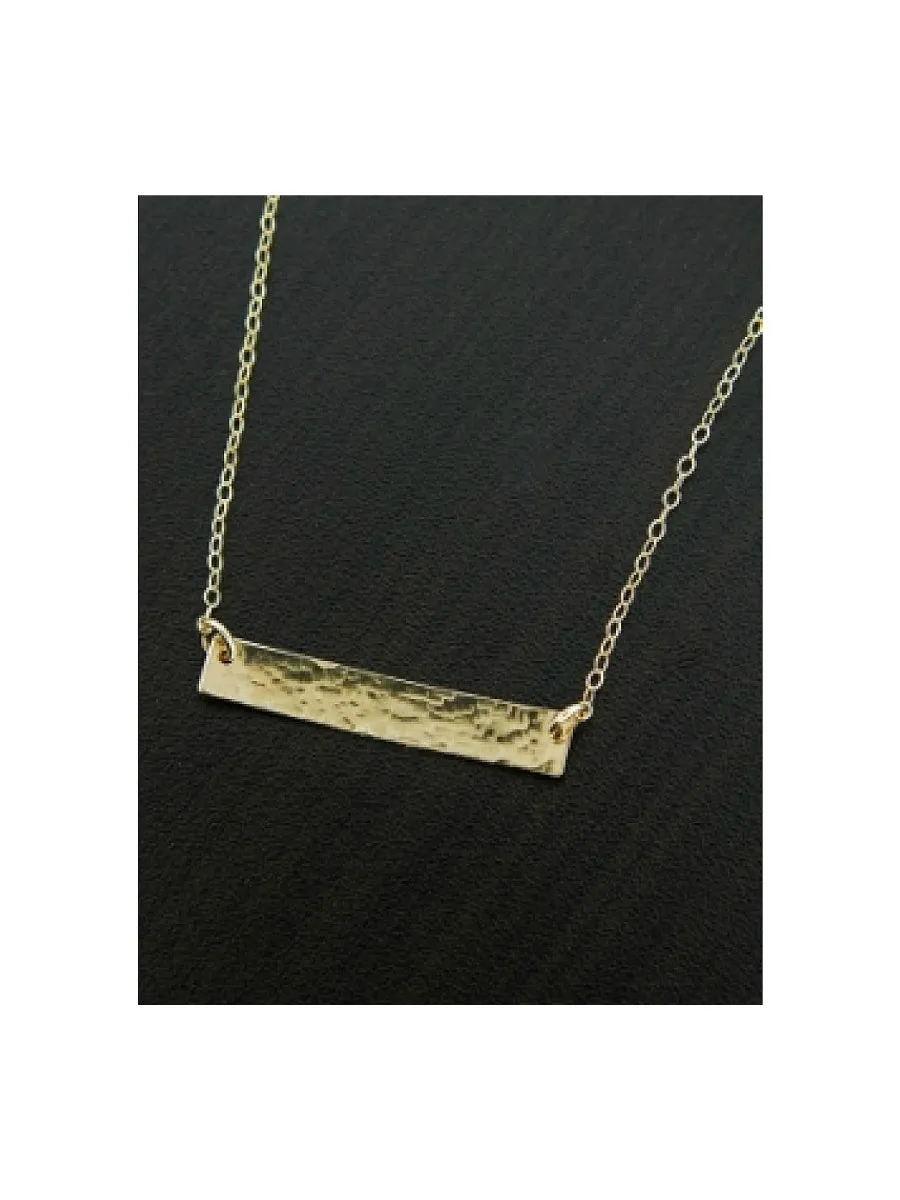 Hammered Gold Bar Necklace