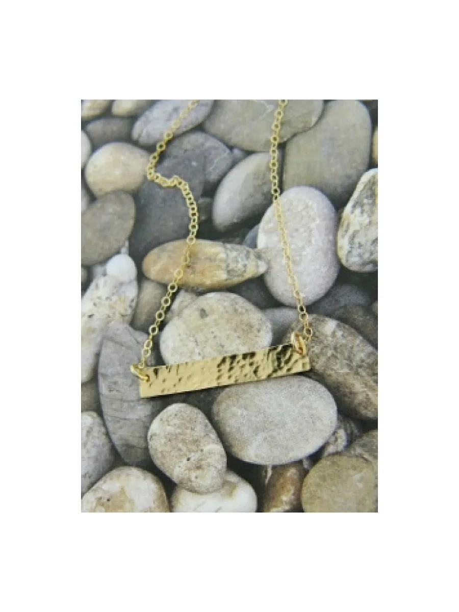 Hammered Gold Bar Necklace