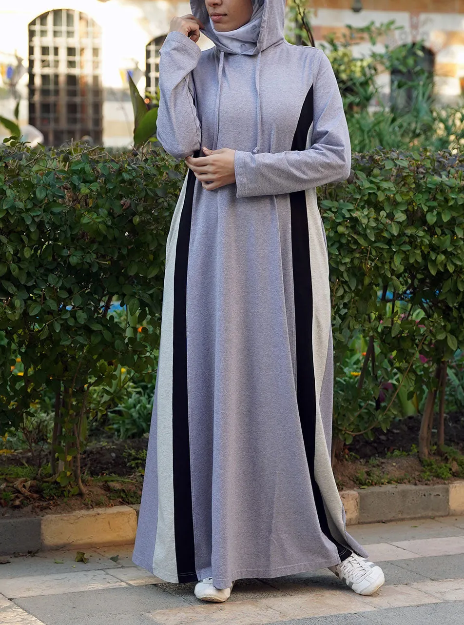 Hooded Tri-Color Maxi Dress