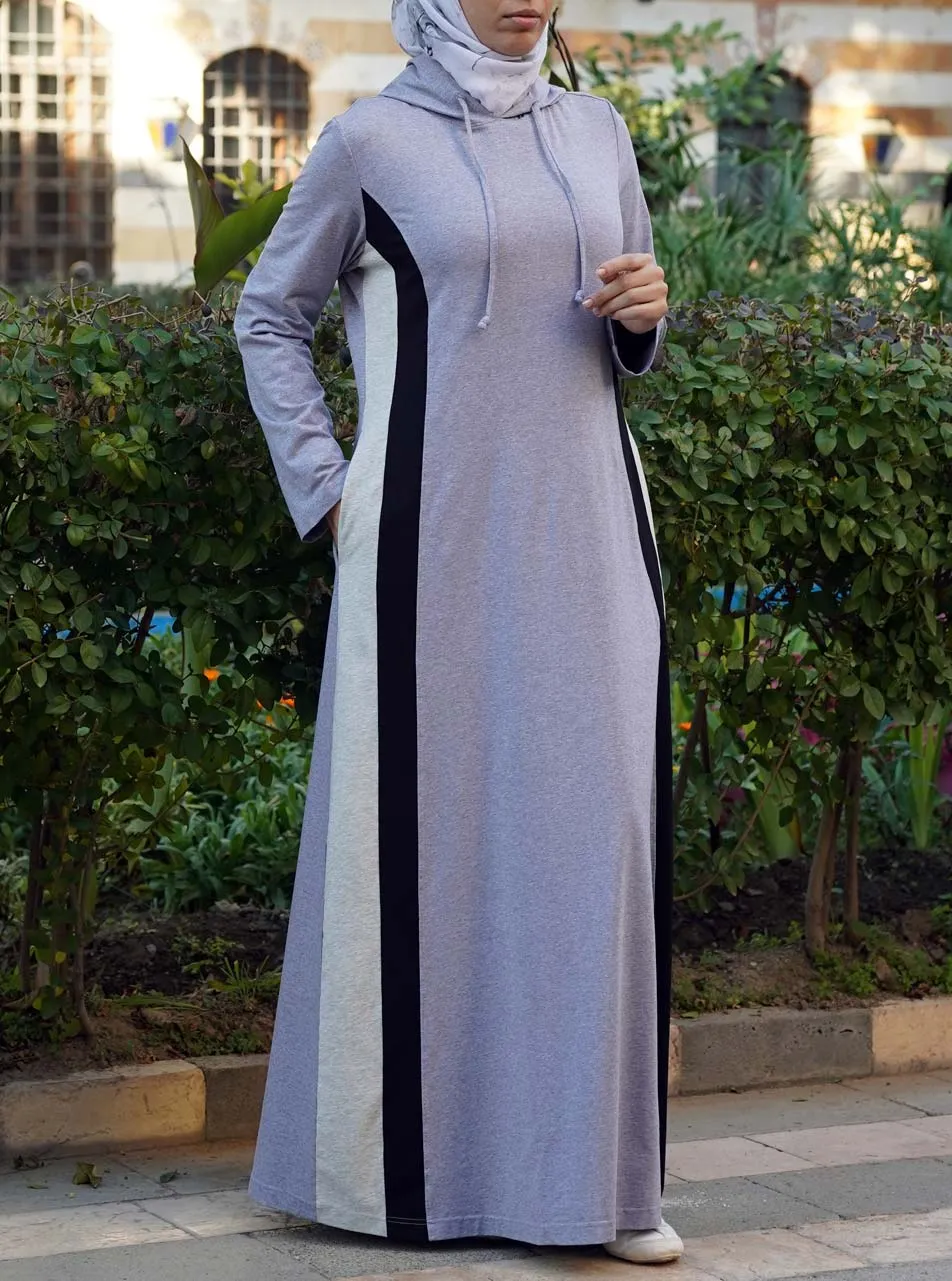 Hooded Tri-Color Maxi Dress