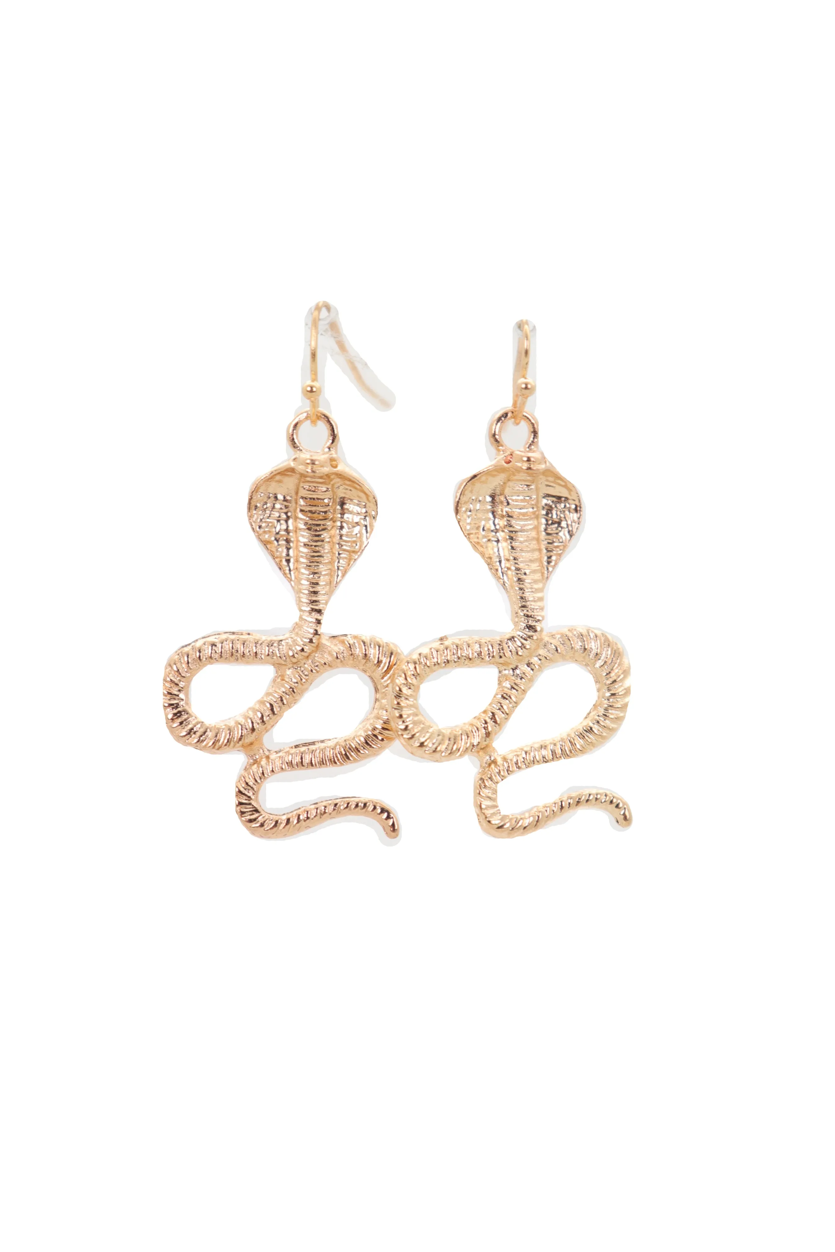 Hook Earrings Set Gold Metal Cobra Snake Charm Great Look