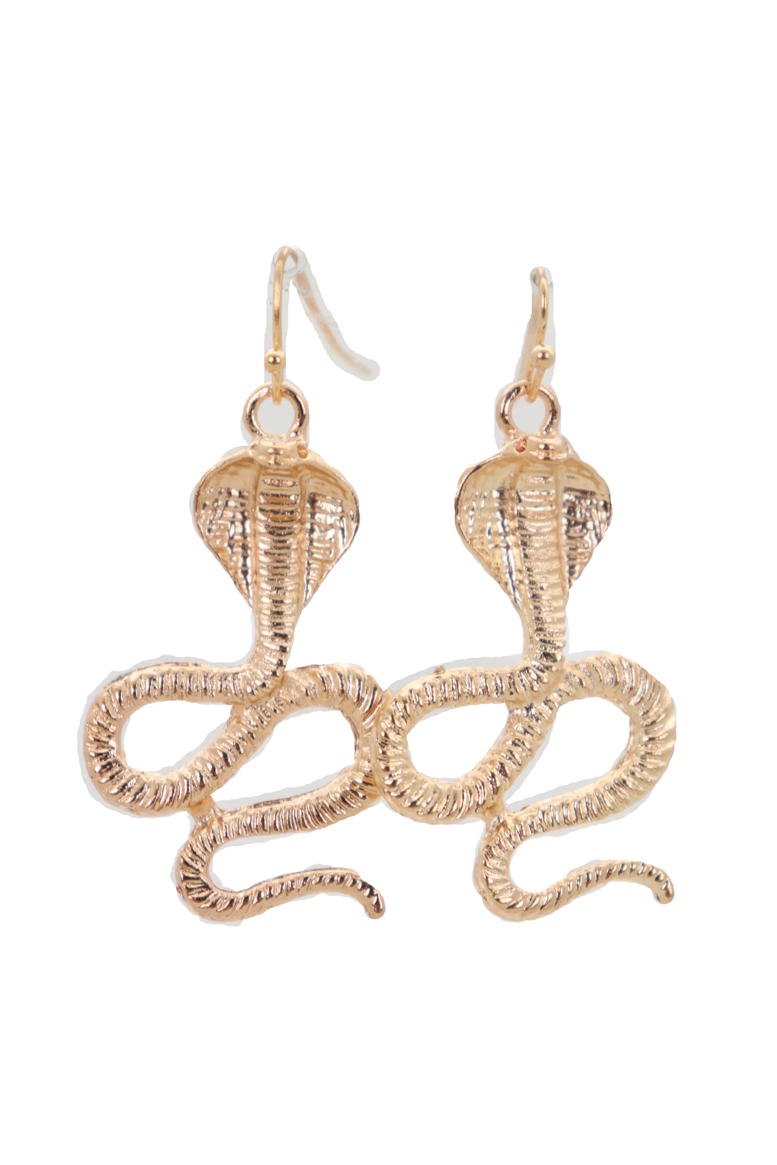 Hook Earrings Set Gold Metal Cobra Snake Charm Great Look