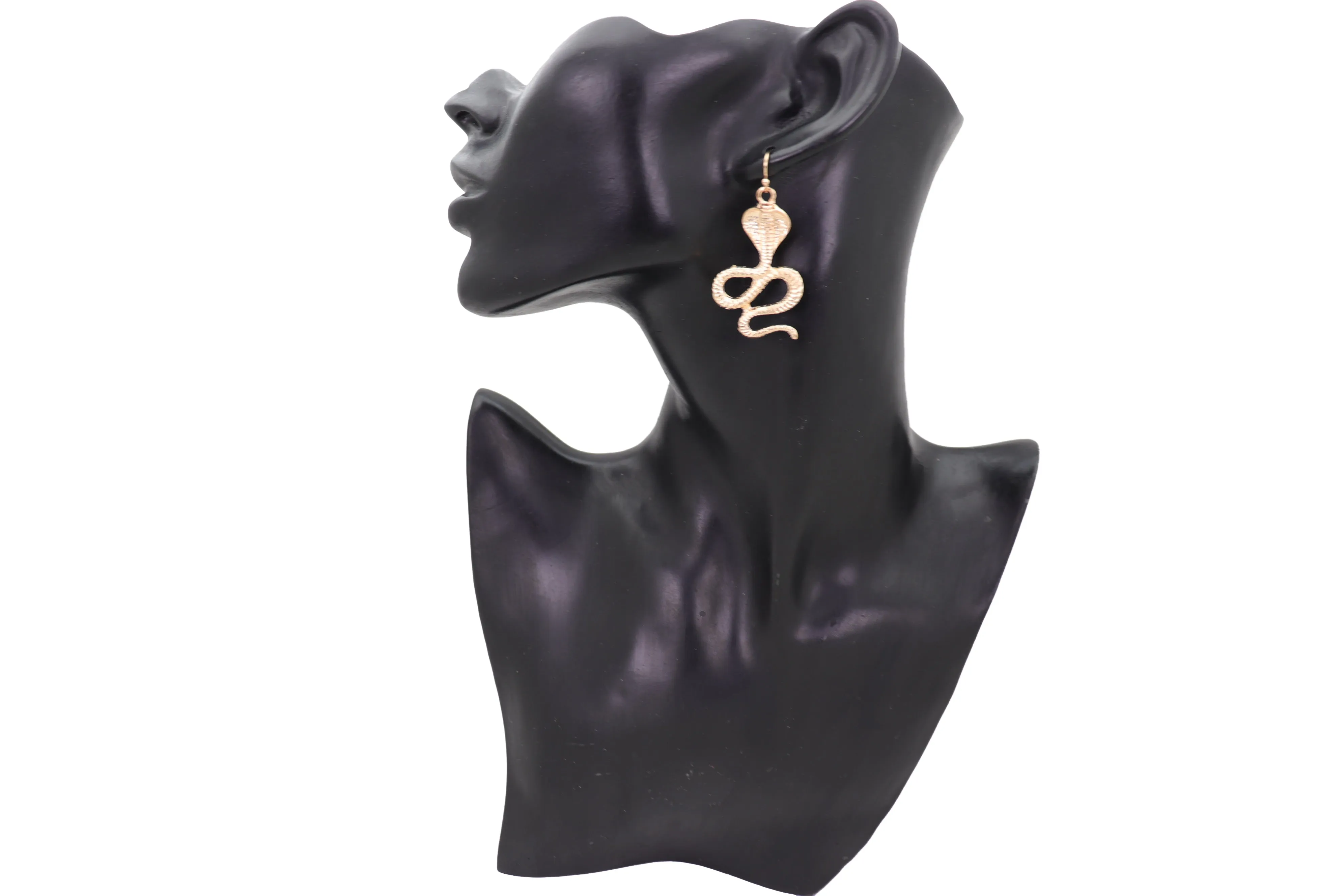 Hook Earrings Set Gold Metal Cobra Snake Charm Great Look