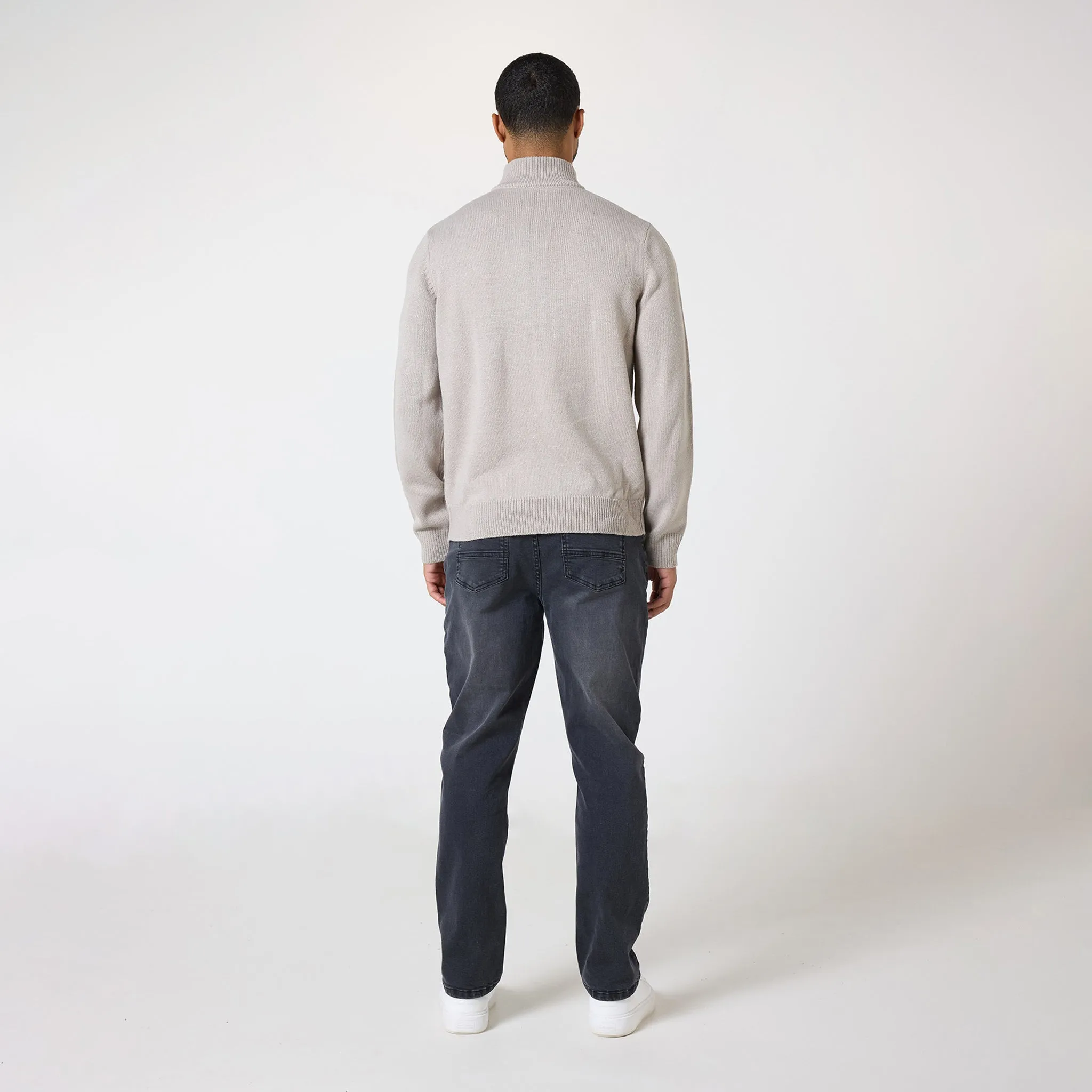 Knit 1/4 Zip Funnel Neck | Stone