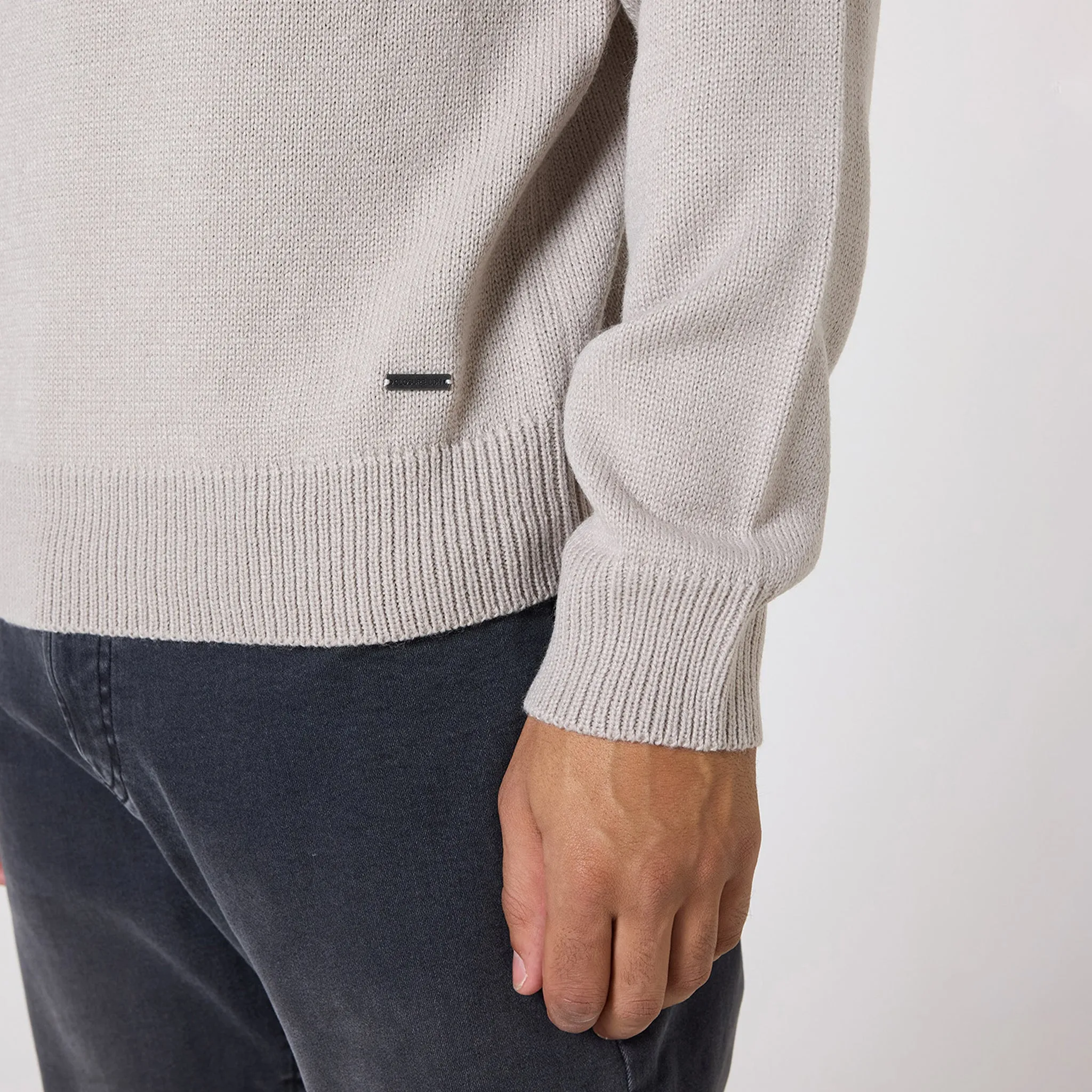 Knit 1/4 Zip Funnel Neck | Stone