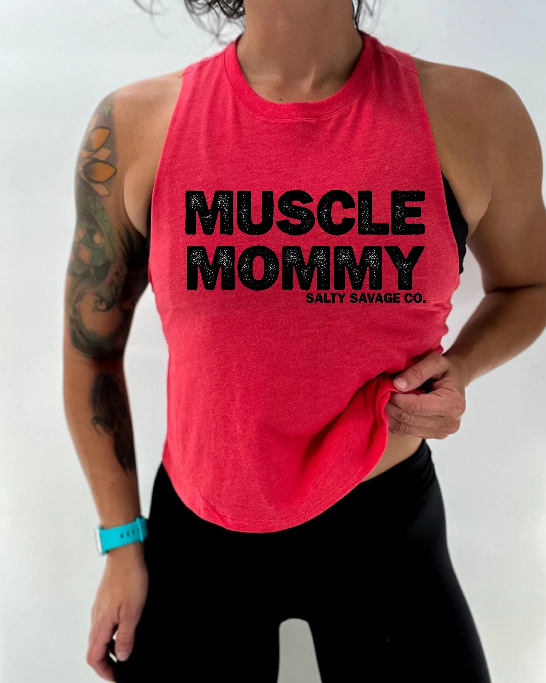 Ladies "Muscle Mommy" Flowy Crop Tank