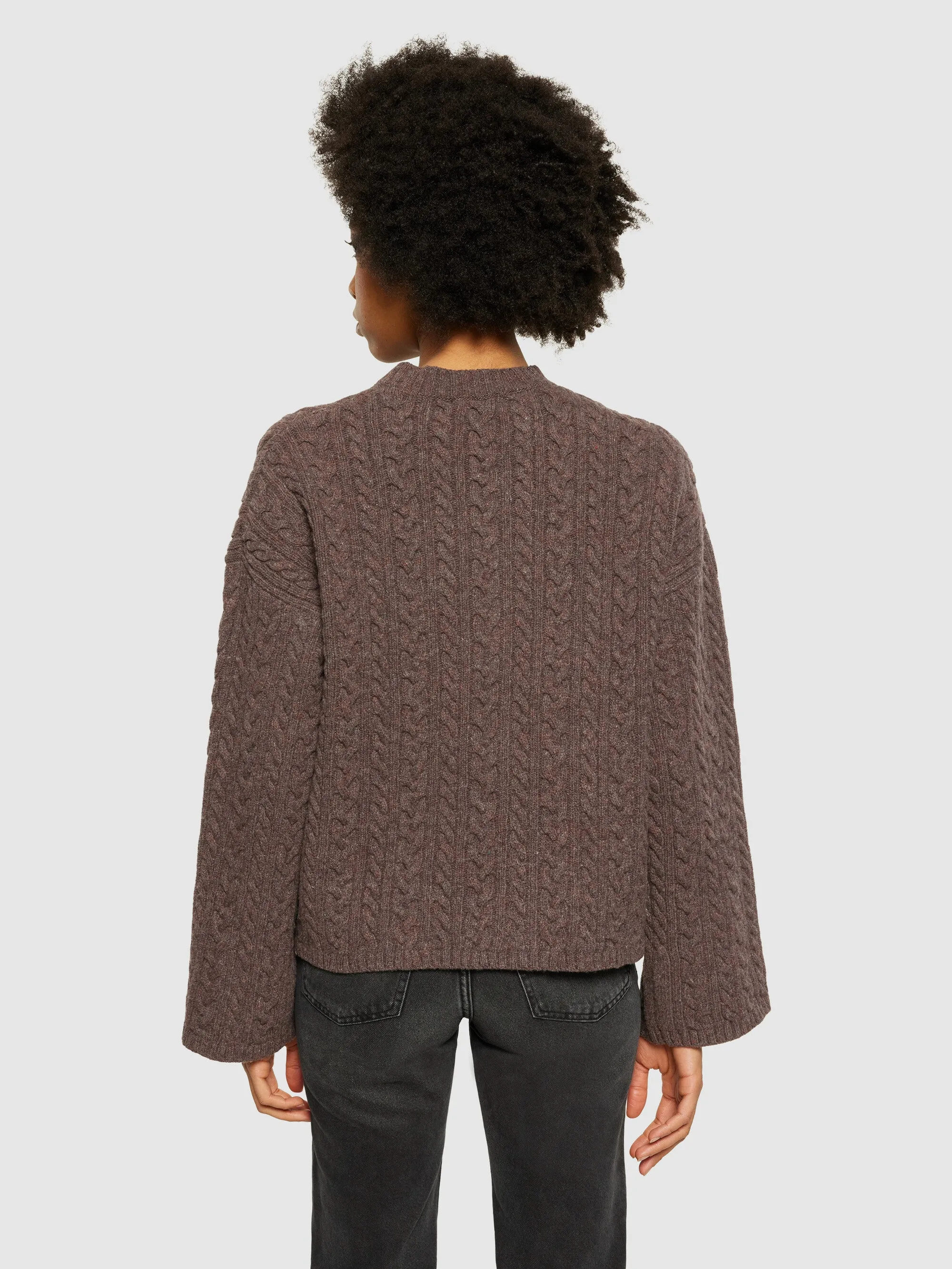 Lambswool cable crew neck - RWS - Demitasse (brown)