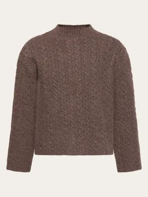 Lambswool cable crew neck - RWS - Demitasse (brown)