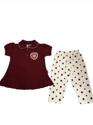 Maroon Star Dress and Leggings Set