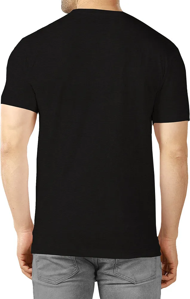 Men Colorblock Round Neck Cotton Blend Black, Orange T-Shirt