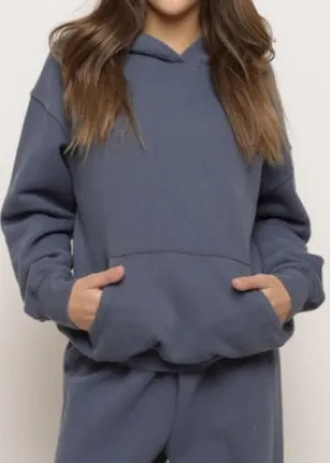 Ombre Blue Cotton Fleece Oversized Hoodie