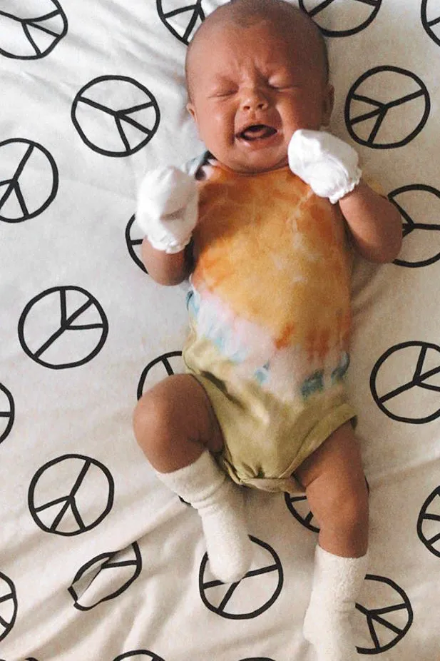 Organic Swaddle Blanket Peace Signs