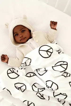 Organic Swaddle Blanket Peace Signs