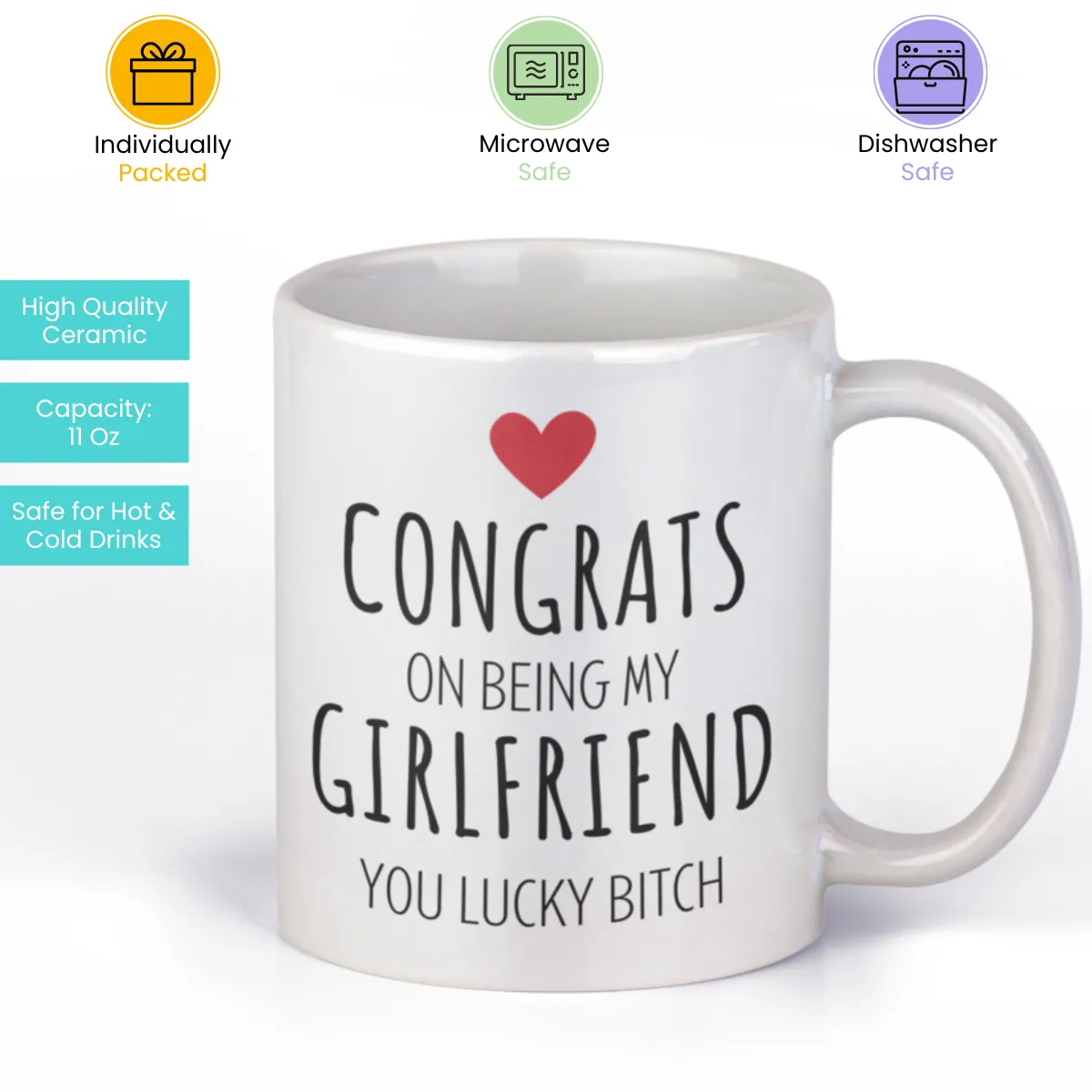 Personalized Coffee Mug - Congrats Girlfriend - 325ml