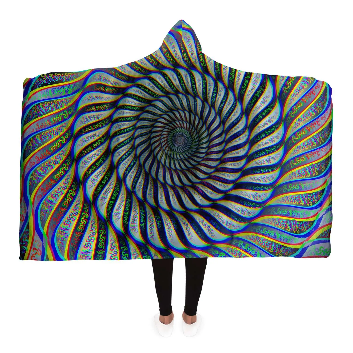 Phonetic Vortex Hooded Blanket