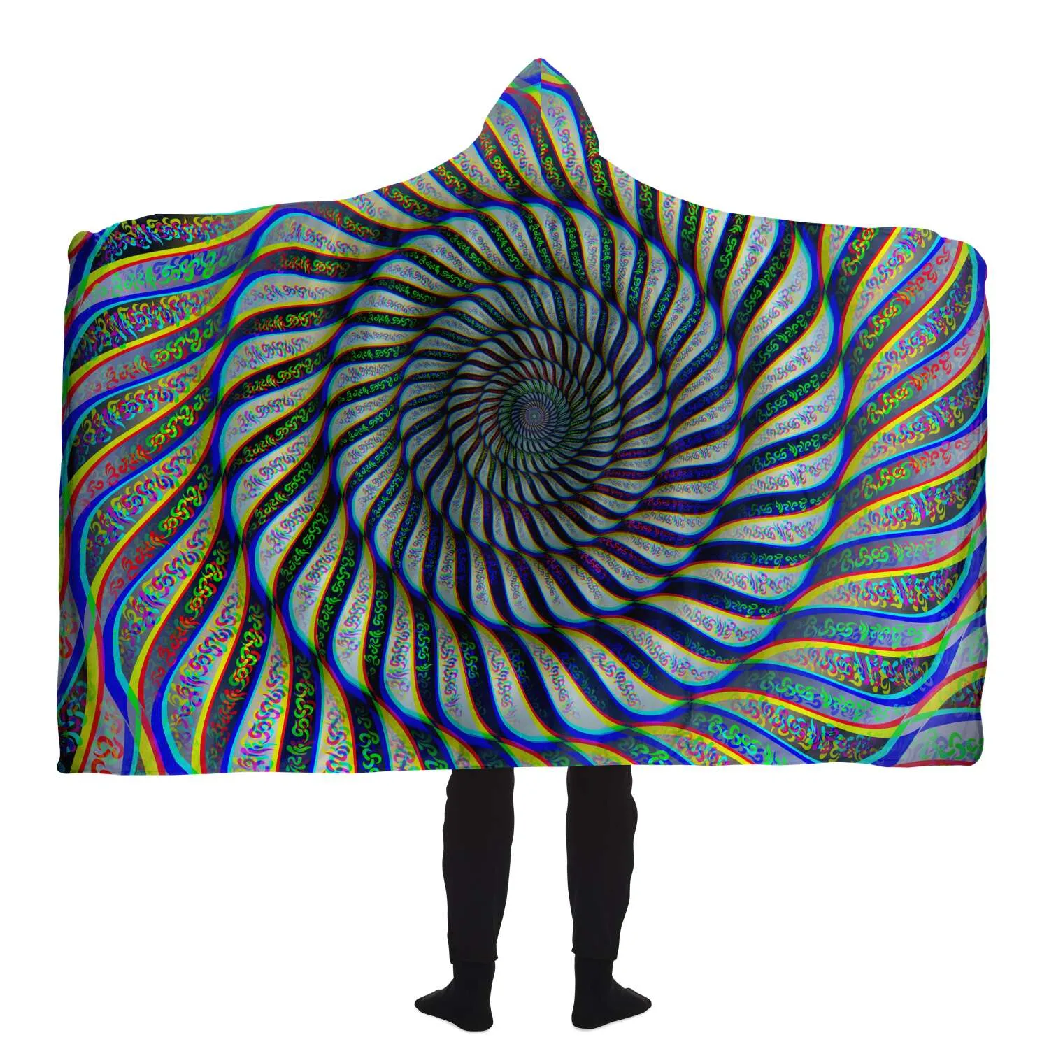 Phonetic Vortex Hooded Blanket