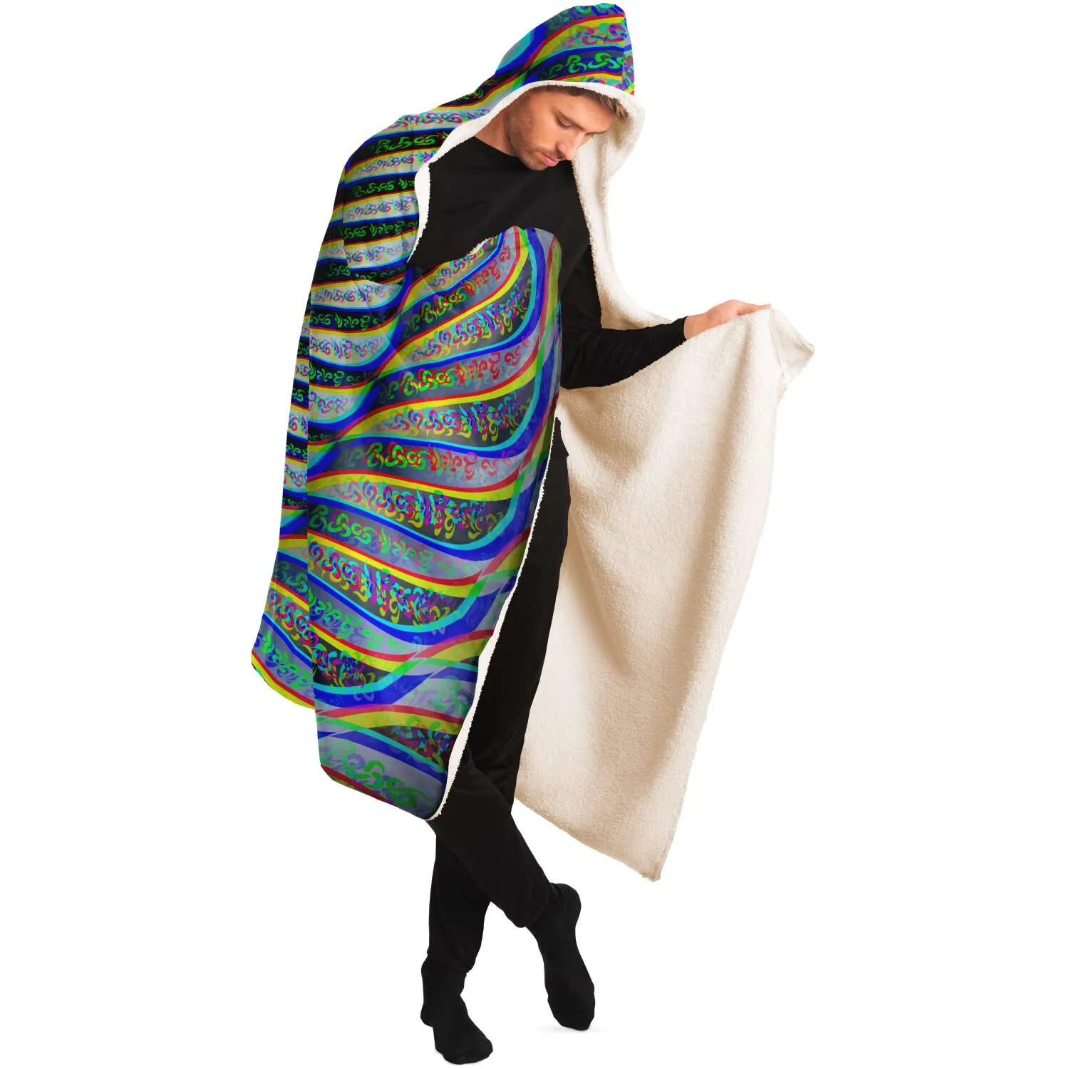 Phonetic Vortex Hooded Blanket