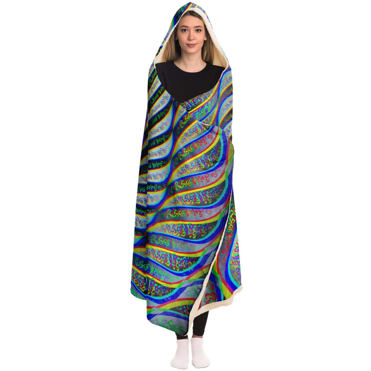 Phonetic Vortex Hooded Blanket