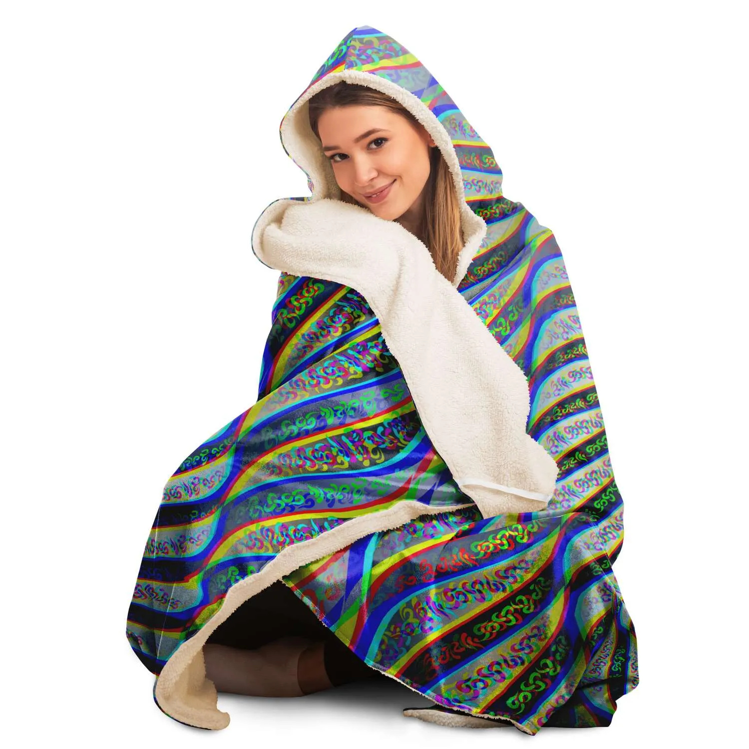 Phonetic Vortex Hooded Blanket