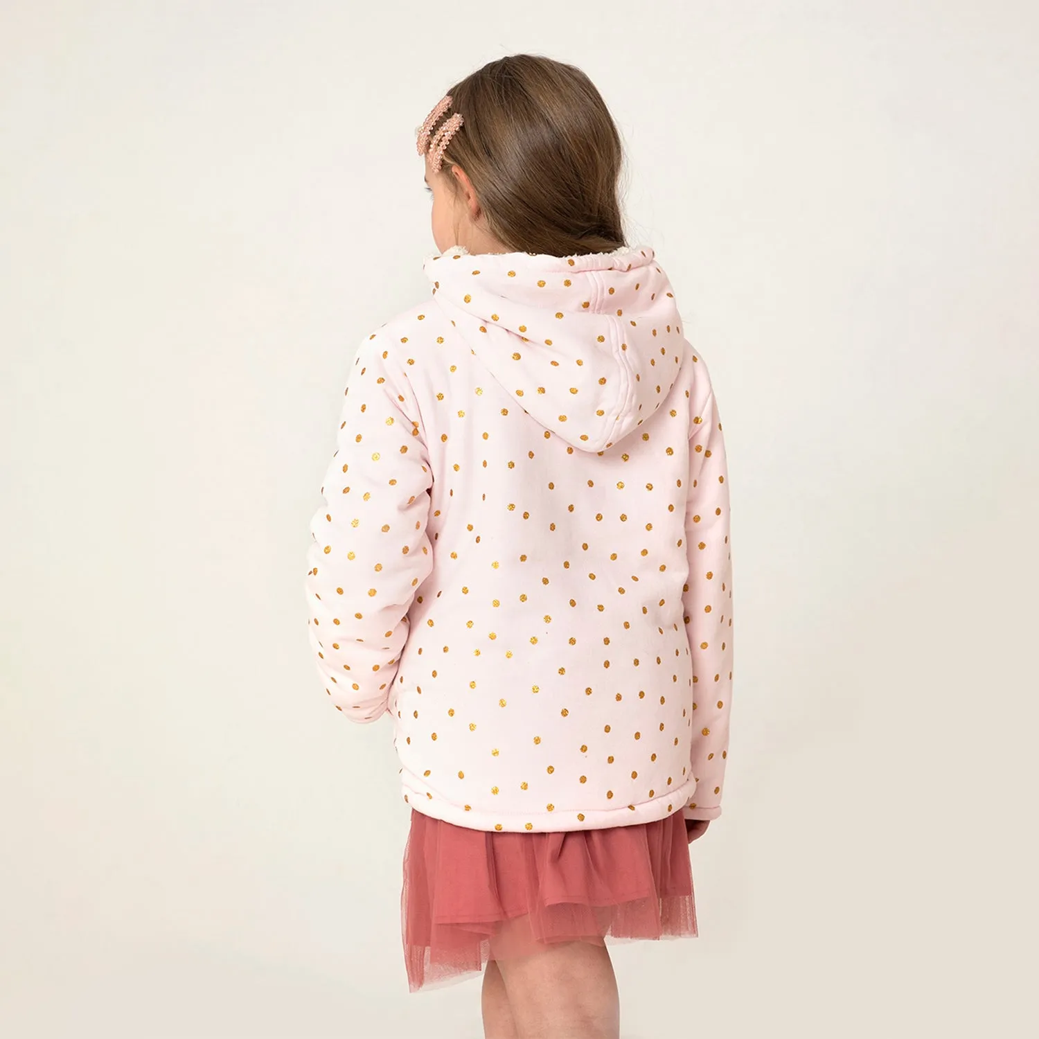 Polka Dot Reversible Hooded Sweatshirt