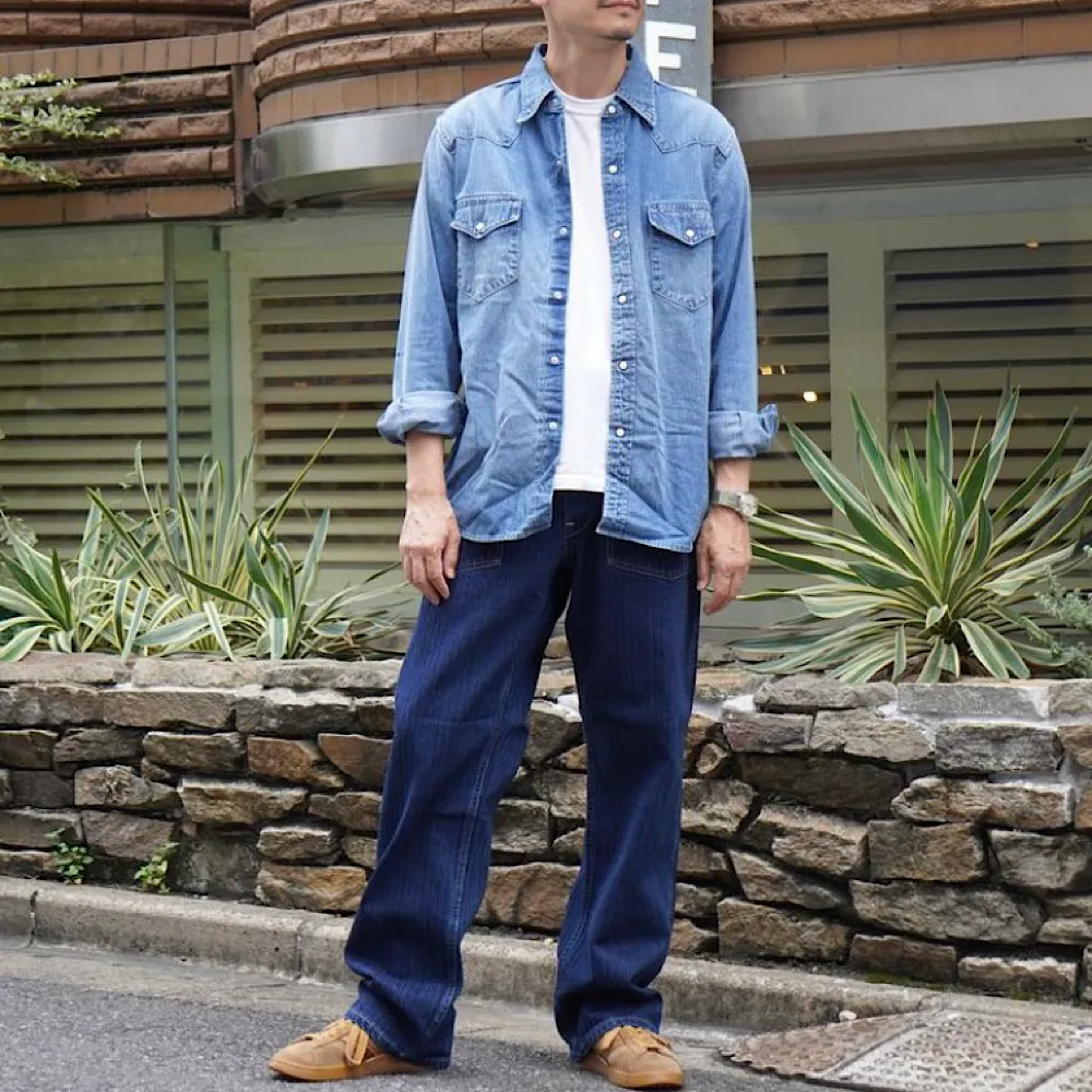 POST O'ALLS - Army Pants - Herringbone Denim Double Indigo - 1301-HBI