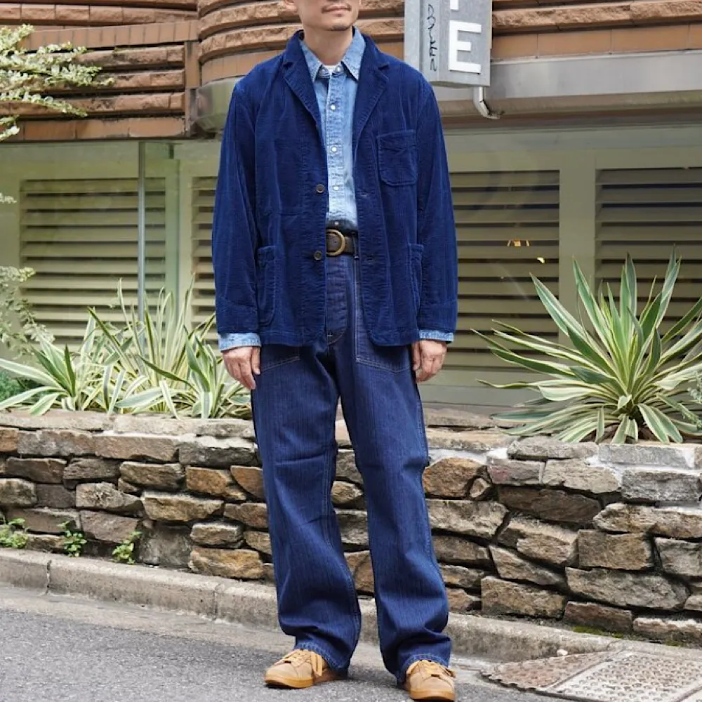 POST O'ALLS - Army Pants - Herringbone Denim Double Indigo - 1301-HBI