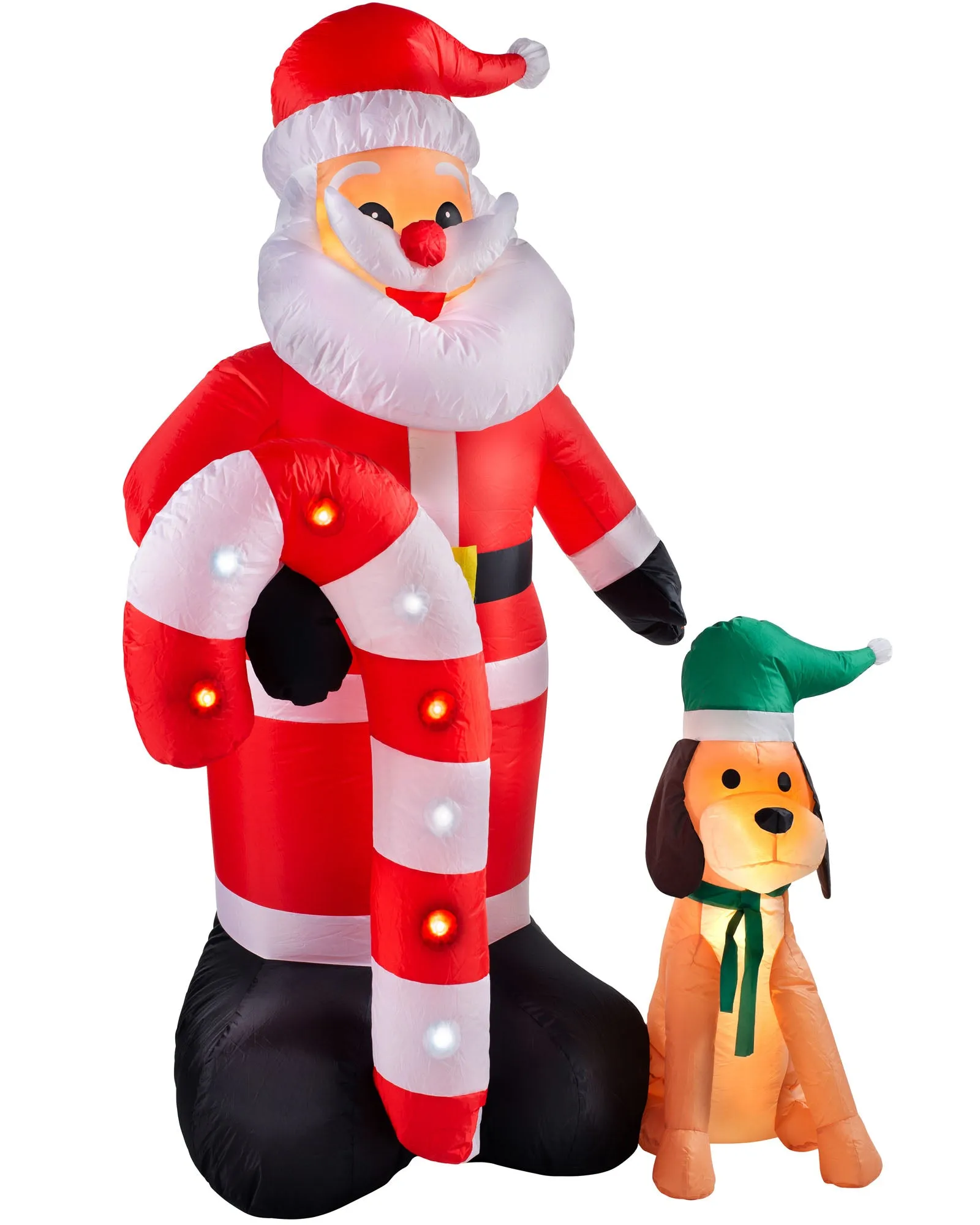 Pre-Lit Inflatable Flashing Santa with Candy Cane, 6 ft