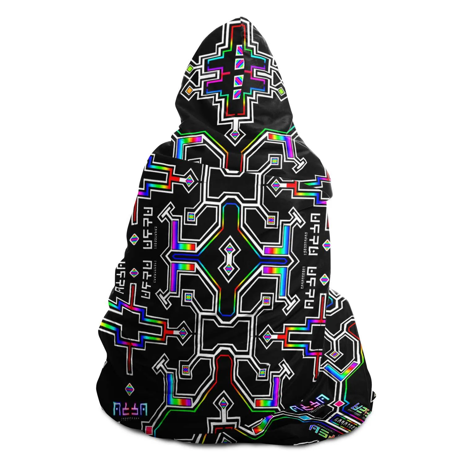 Prismatic Grid Hooded Blanket