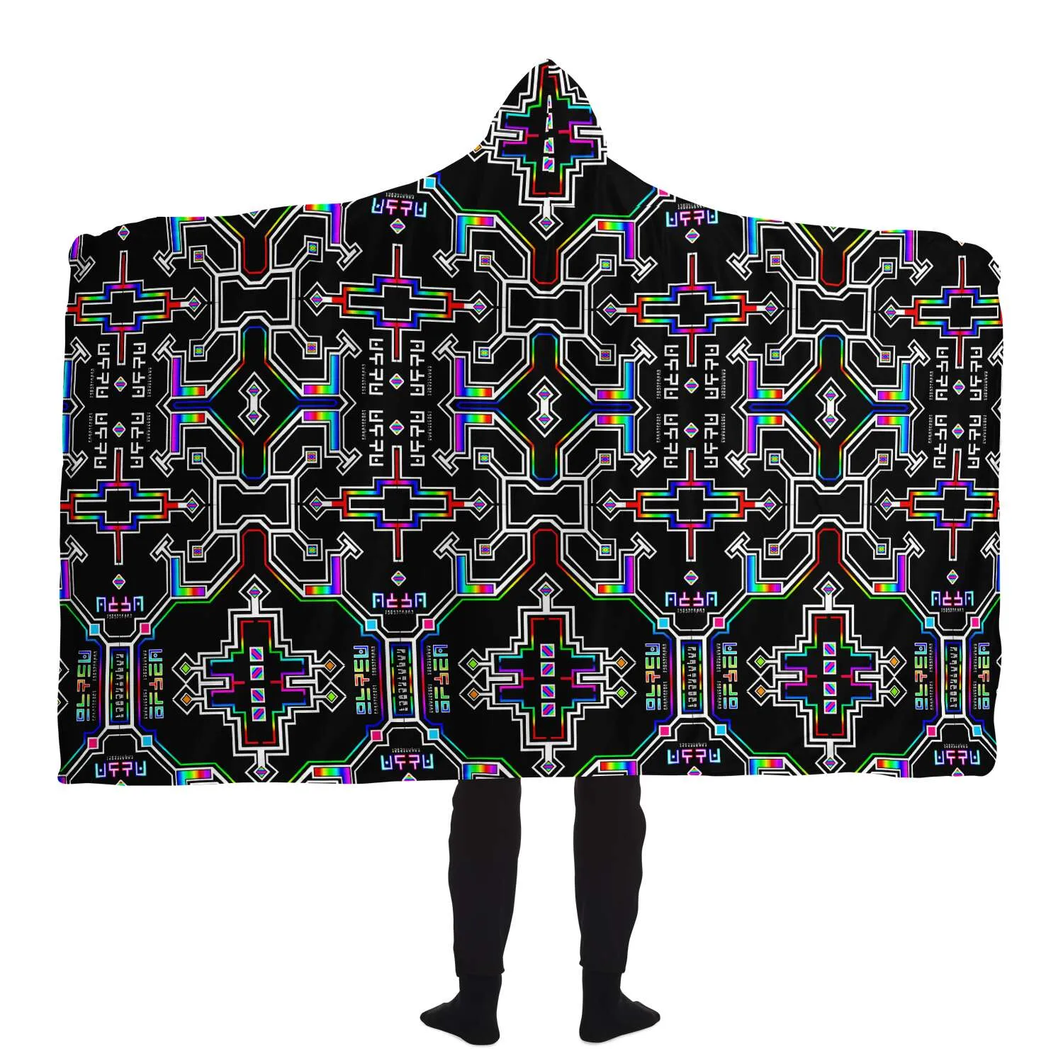 Prismatic Grid Hooded Blanket