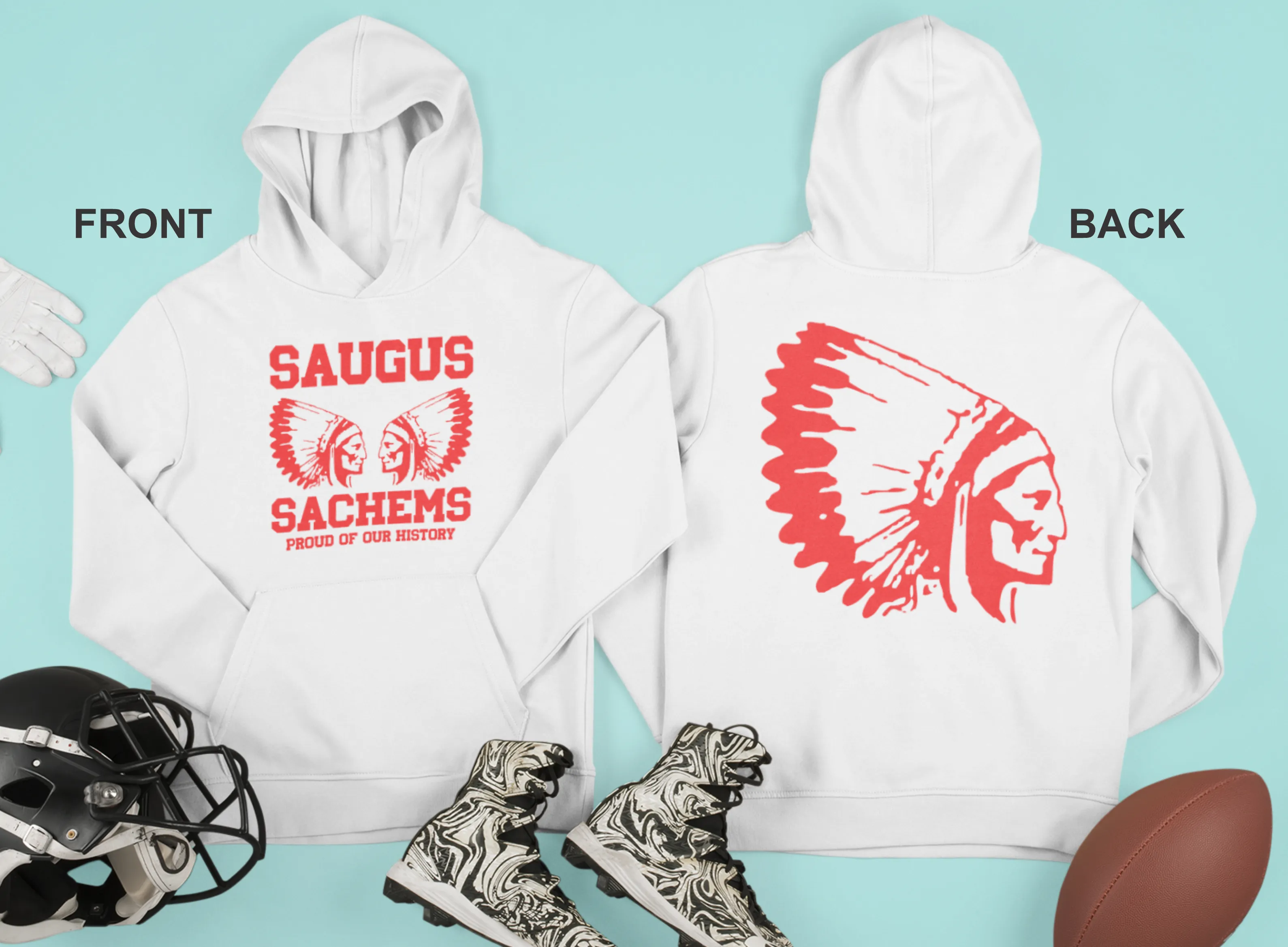 Proud Saugus Sachem White Hoodie - Adult Sizes