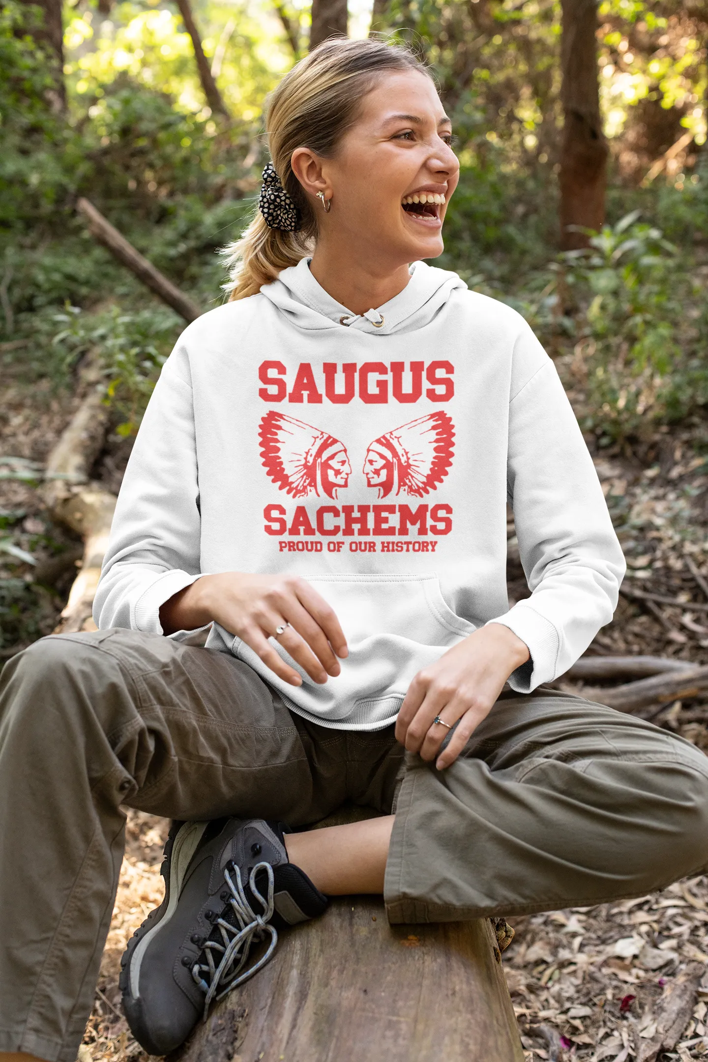 Proud Saugus Sachem White Hoodie - Adult Sizes