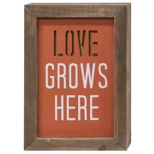 "Love Grows Here" Framed Cutout Sign