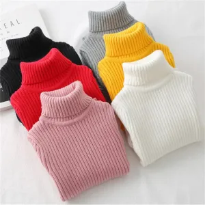 Ribbed Knitted Turtleneck Long Sleeve Top