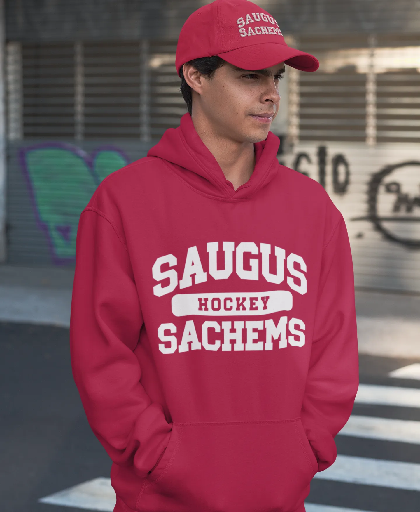 Saugus Sachem HOCKEY - RED Hoodie - Adult Sizes