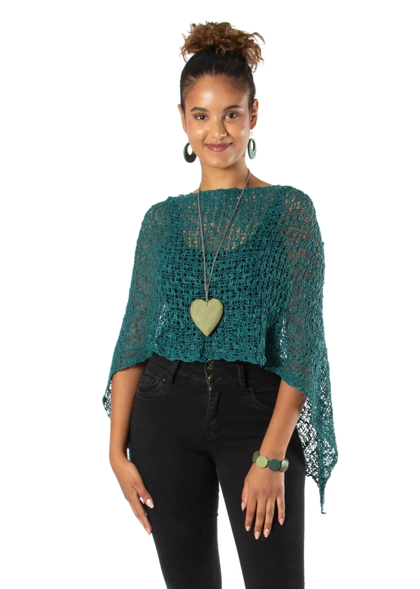 Suzie Blue - Knitted Popcorn Poncho