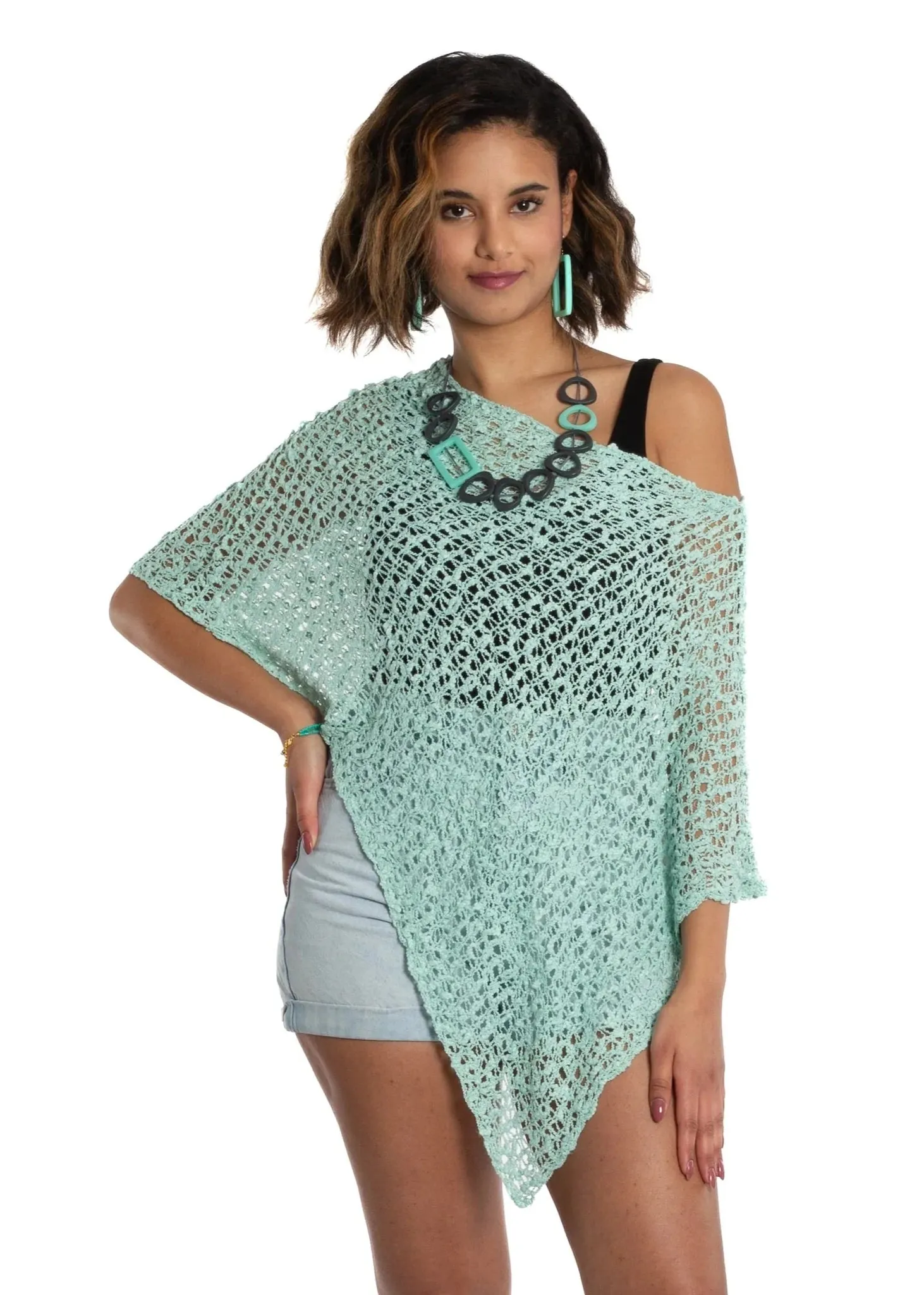 Suzie Blue - Knitted Popcorn Poncho