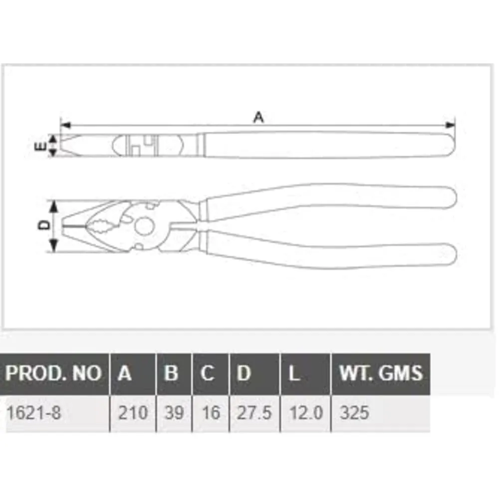 Taparia 210mm/8 inch Combination Plier with Joint Cutter