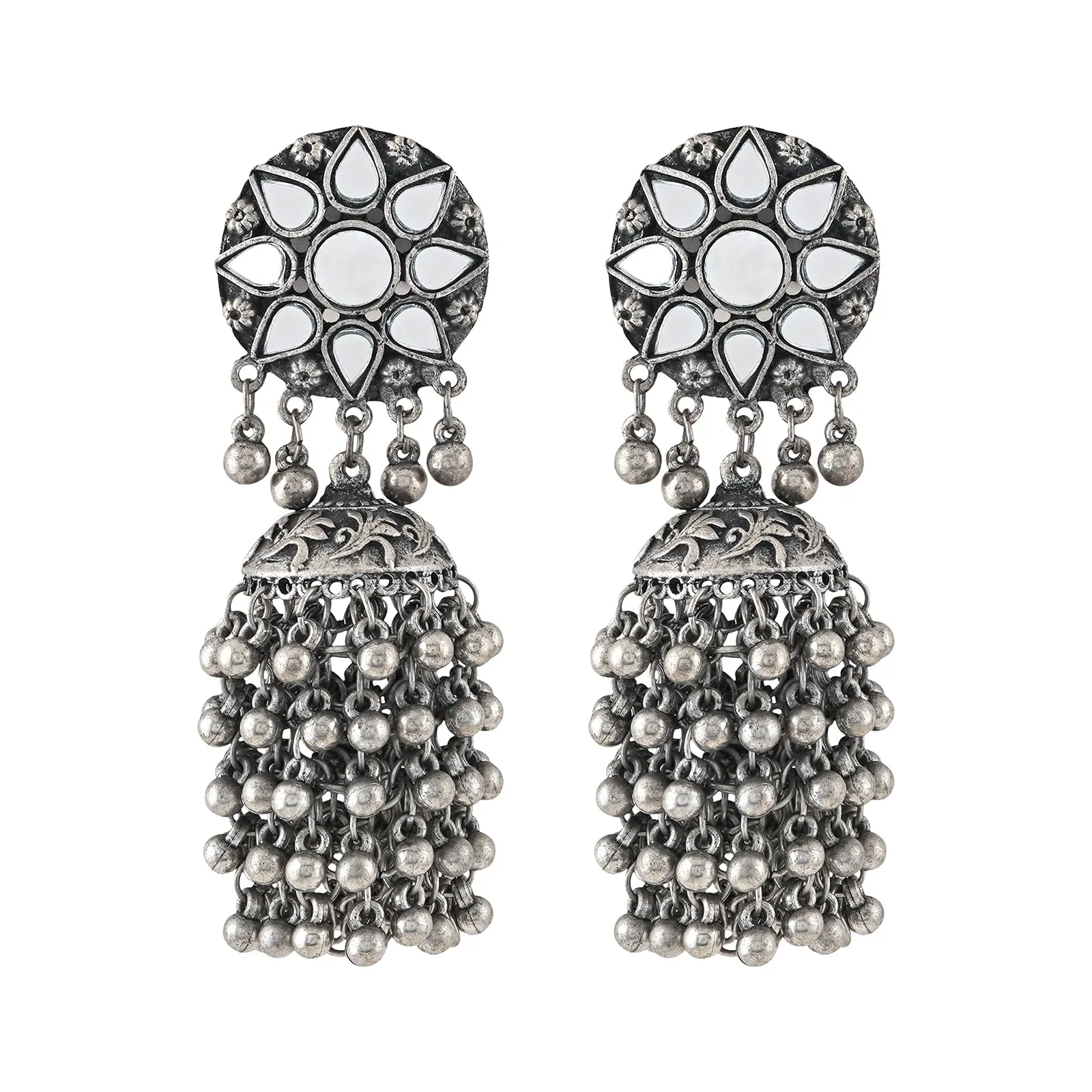 Teejh Ekiya Silver Oxidised Ghungroo Earring