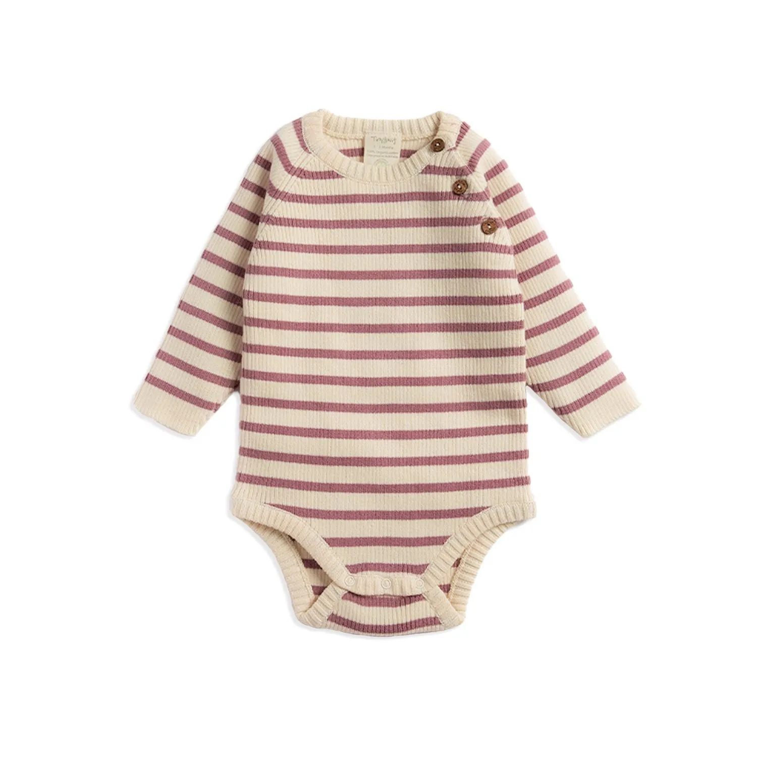 Tiny Twigs W23 Organic Knitted Bodysuit Rose Stripes TTW23- K1A