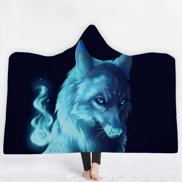 Wolf Hooded Blanket