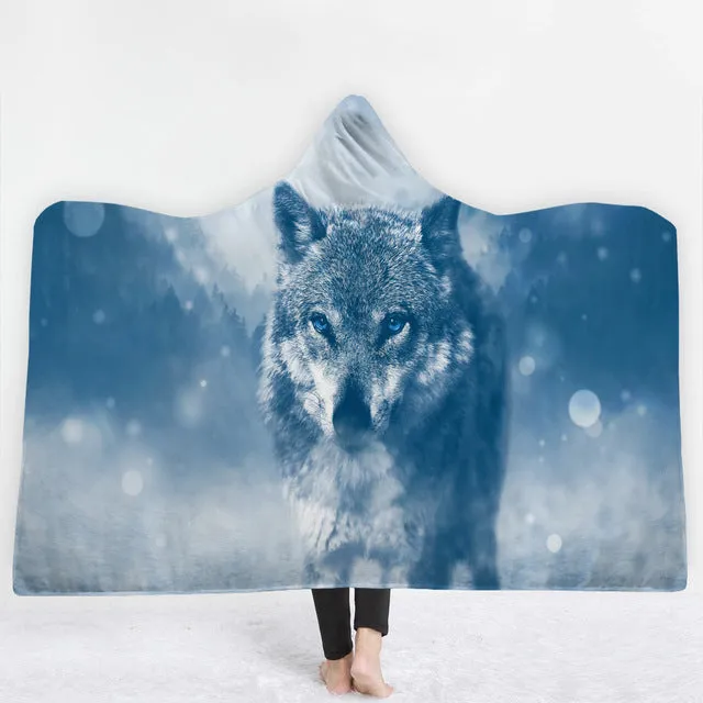 Wolf Hooded Blanket