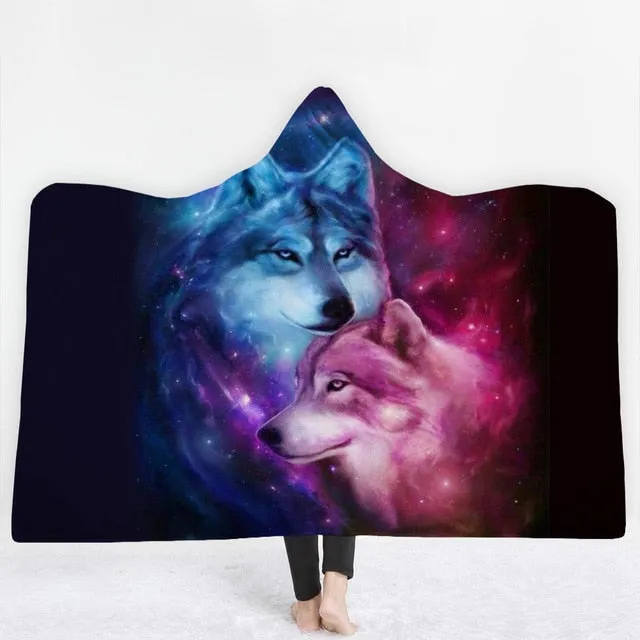 Wolf Hooded Blanket