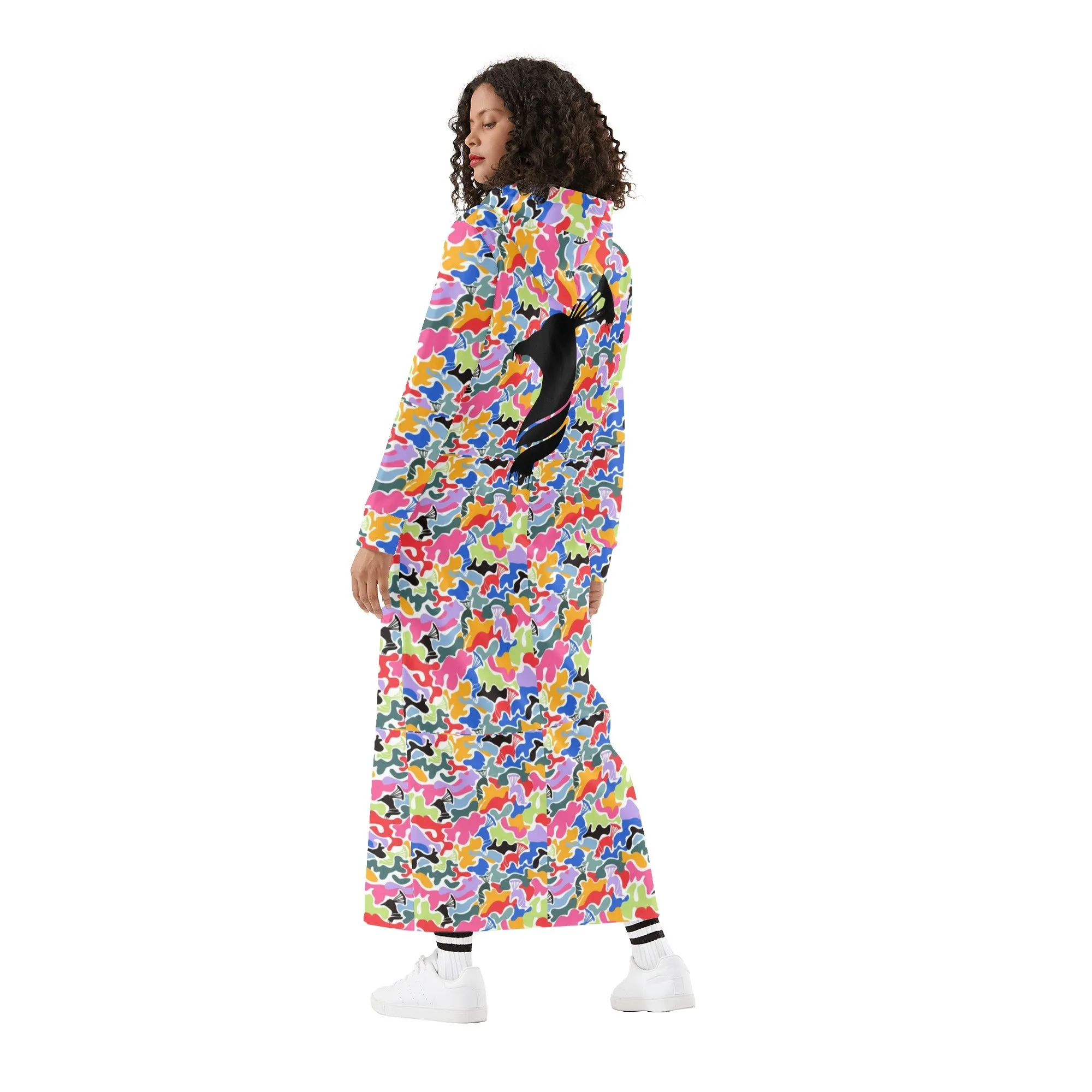 Women's Long Length Multi Color Camo Hoodie Dress