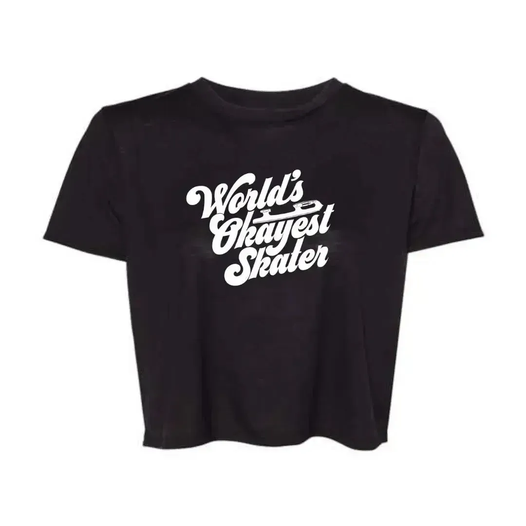 World's Okayest Skater Flowy Crop Tee