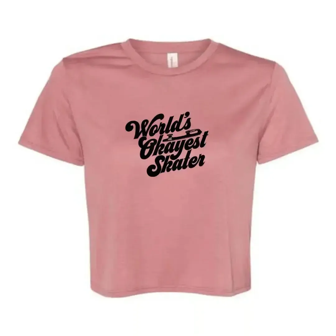 World's Okayest Skater Flowy Crop Tee